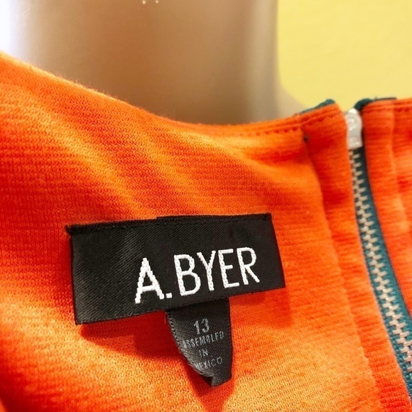 A. Byer orange/tan/black color block shift dress - Picture 7 of 9